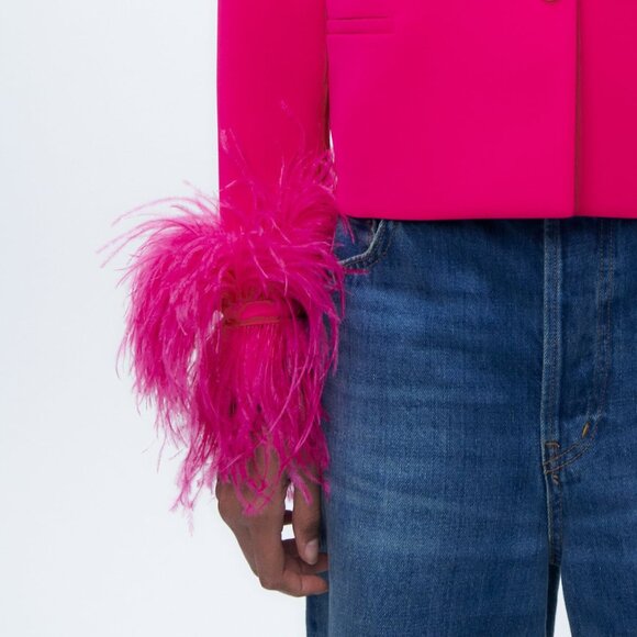 NWT Zara Cropped Pink Feather Blazer - Picture 3 of 6